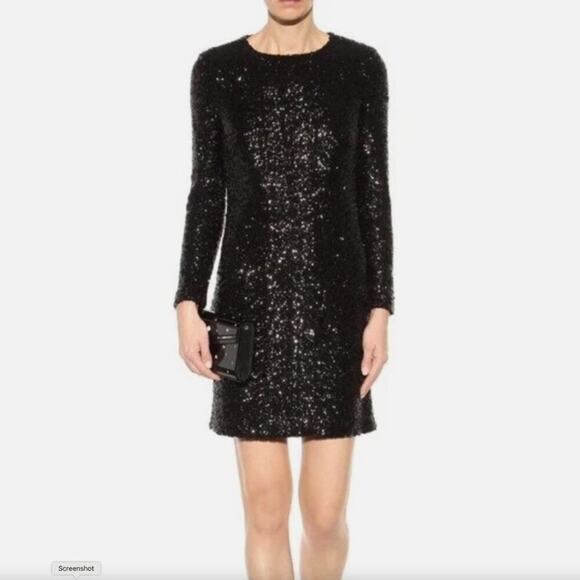 Tory Burch Black Sequin Shift Dress XS Elegant Evening Cocktail NWT - Picture 5 of 9
